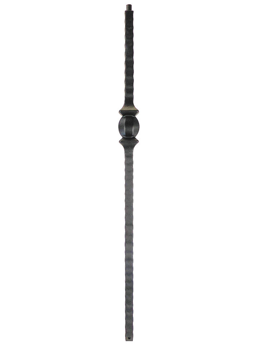 TN31 Hammered Edge Newel with Single Ball, Satin Black