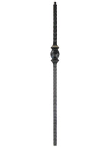 TN31 Hammered Edge Newel with Single Ball, Satin Black