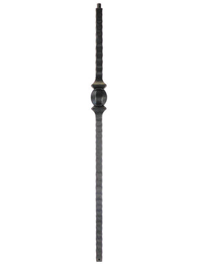 TN31 Hammered Edge Newel with Single Ball, Satin Black