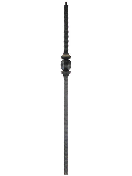 TN31 Hammered Edge Newel with Single Ball, Satin Black