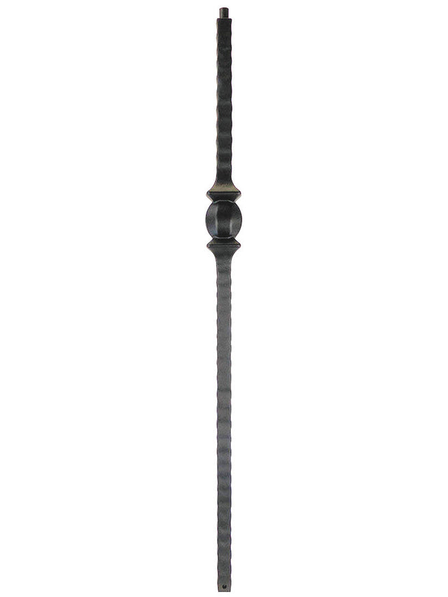 TN31 Hammered Edge Newel with Single Ball, Satin Black