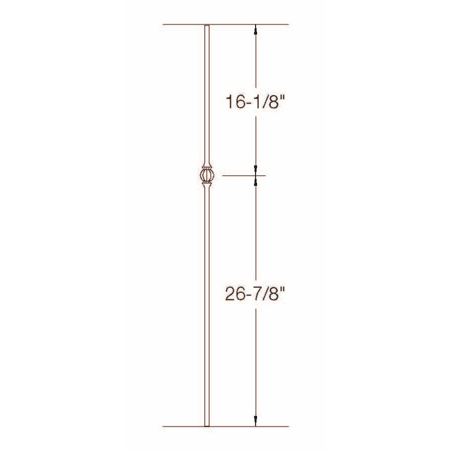 TR22 12mm Round Tubular Steel Single Ball Tubular Steel Baluster Dimensional Information