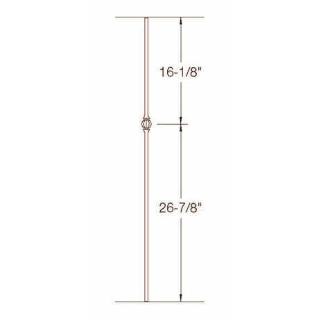 TR22 12mm Round Tubular Steel Single Ball Tubular Steel Baluster Dimensional Information