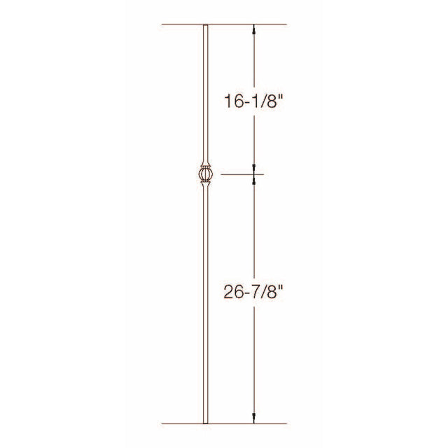 TR22 12mm Round Tubular Steel Single Ball Tubular Steel Baluster Dimensional Information
