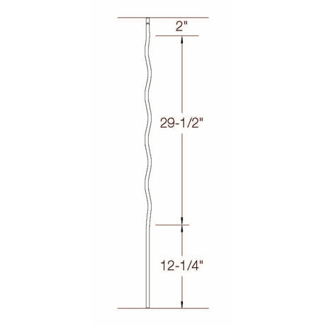TZZ Zig Zag 1/2" x 43" Tubular Steel Baluster Dimensionsal Information