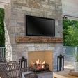 Tavern Timbered Beam Non-Combustable Fireplace Mantel Shelf, Fieldstone Exterior