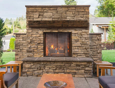 Tavern Timbered Beam Non-Combustable Fireplace Mantel Shelf, Toasted Rye Exterior