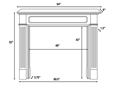 Williamsburg Fireplace Mantel Surround 48" Dimensional information