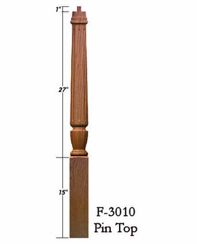 F-3010 Fluted 43" Pin Top Starting Newel Post