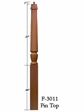 F-3011 Fluted 48" Pin Top Starting Newel Post