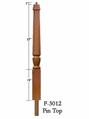 F-3012 Fluted Pin Top Volute Newel Post