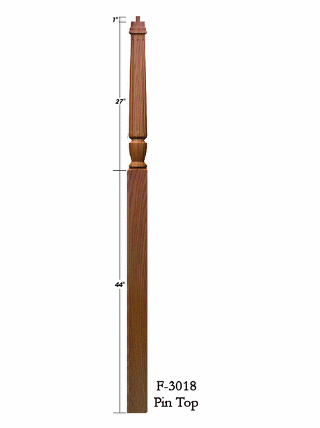 F-3018 Fluted 72" Pin Top Starting Newel Post