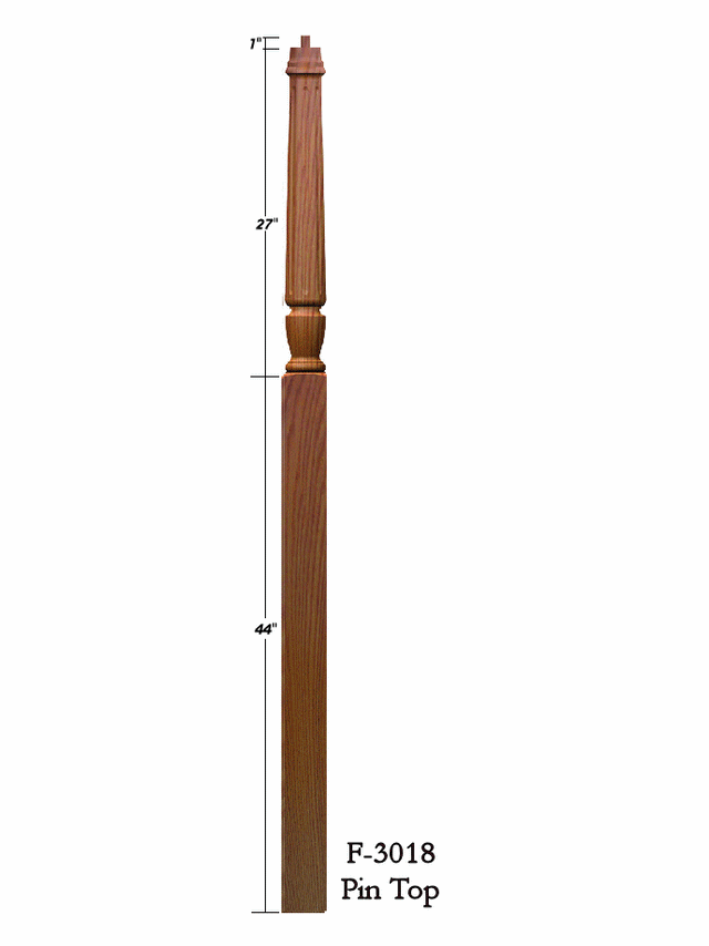 F-3018 Fluted 72" Pin Top Starting Newel Post