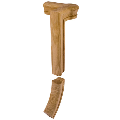 7081 Left Hand 2 Riser Gooseneck with Quarter-turn Newel Cap, Red Oak