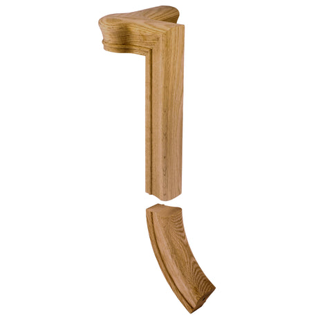 7086 Right Hand 2 Riser Gooseneck with Quarter-turn Newel Cap, Red Oak
