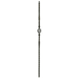 T-23 Split Double Arrows with Basket Edge Hammered Tubular Steel Baluster Shown in Rubbed Bronze