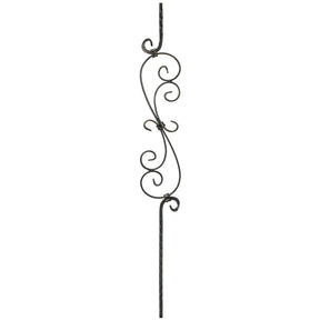 T-36 Edge Hammered S-Scroll Tubular Steel Baluster