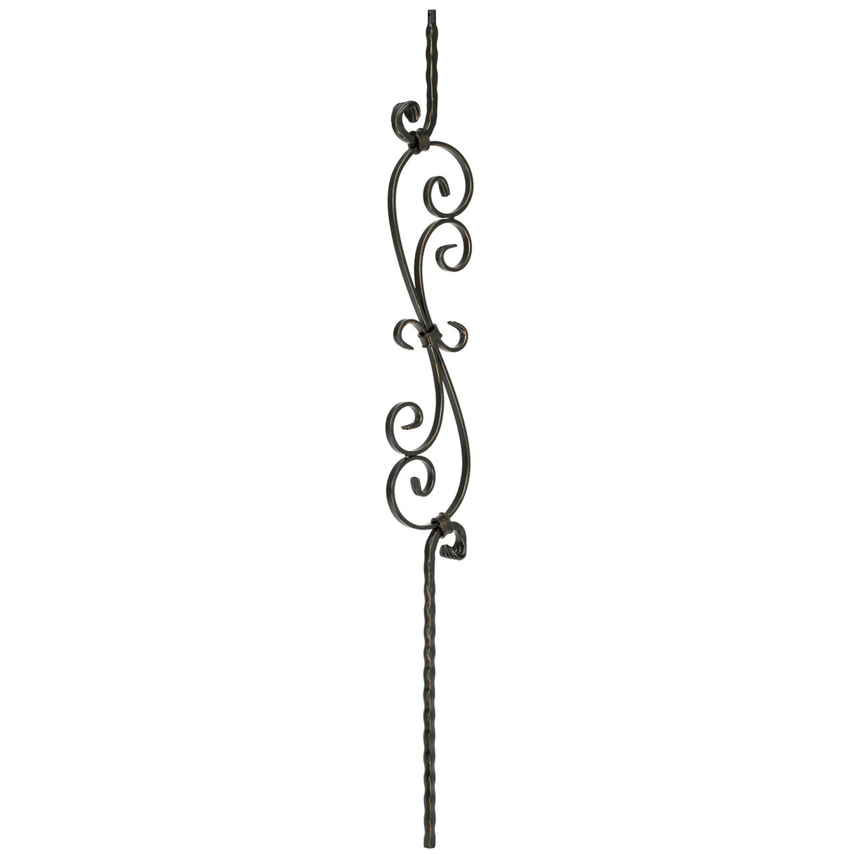 T-36 Edge Hammered S-Scroll Tubular Steel Baluster (2)