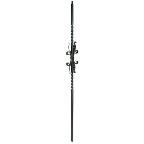 T-55 Two Twists with Leaves Tubular Steel Baluster Shown in Rubbed Copper