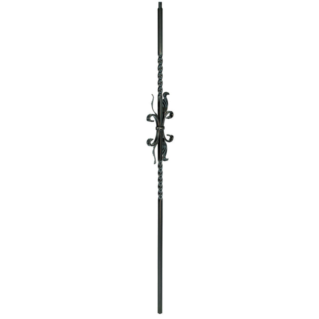 T-55 Two Twists with Leaves Tubular Steel Baluster Shown in Rubbed Copper