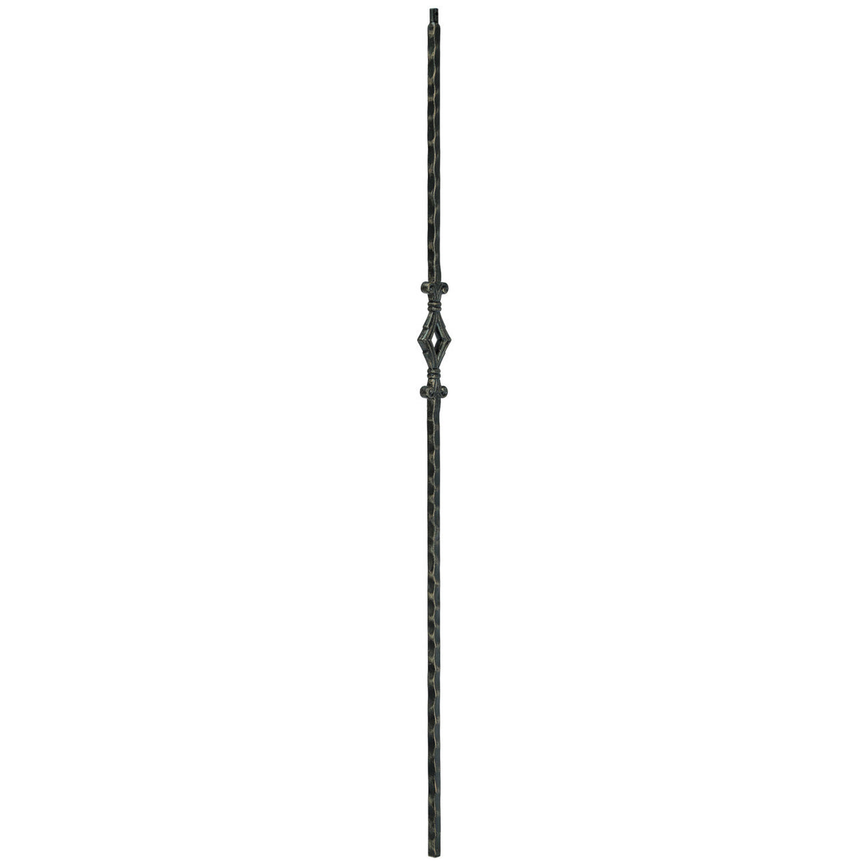 T-93 Single Diamond Edge Hammered Tubular Steel Baluster Shown in Rubbed Bronze