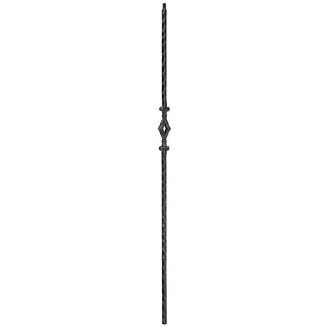 T-93 Single Diamond Edge Hammered Tubular Steel Baluster Shown in Rubbed Bronze