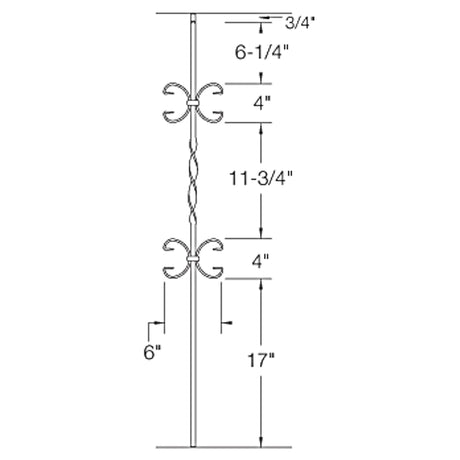 T11 Double Butterfly, Single Ribbon, Tubular Steel Dimensional Information