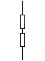 T82 1/2" Double Rectangle Baluster, Satin Black