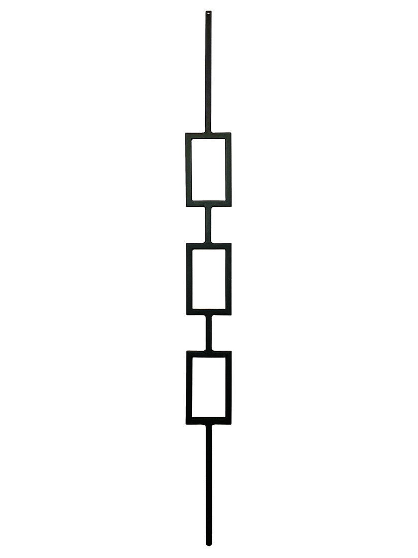 T83 1/2" Triple Rectangle Baluster, Satin Black