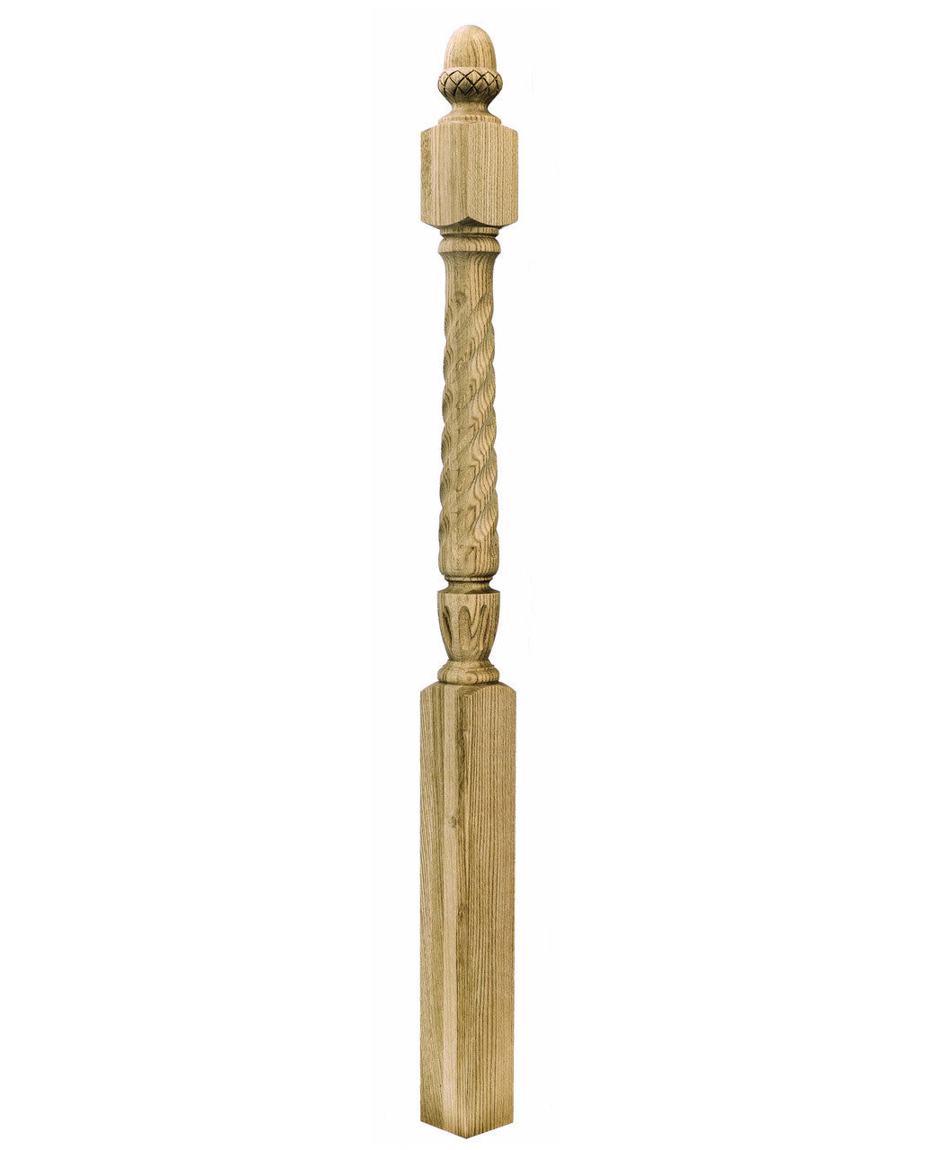 A3042T Twist 56" Acorn Top Starting Newel Post Shown in Red Oak