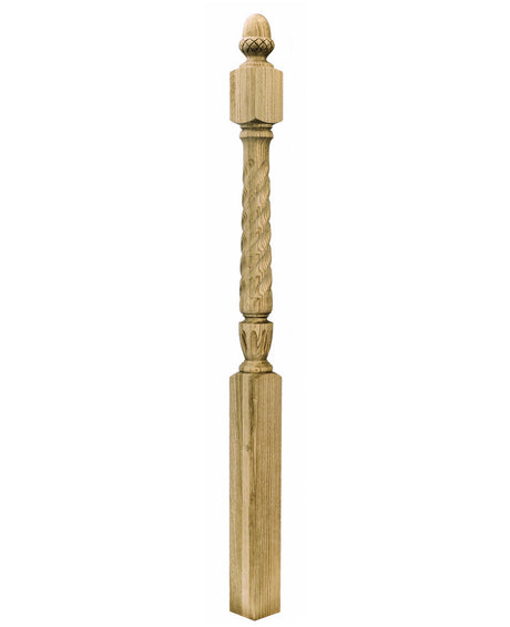A3042T Twist 56" Acorn Top Starting Newel Post Shown in Red Oak