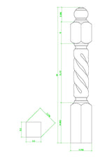 ORT-8660 50" Open Rope Twist Grande Newel Post, CADD