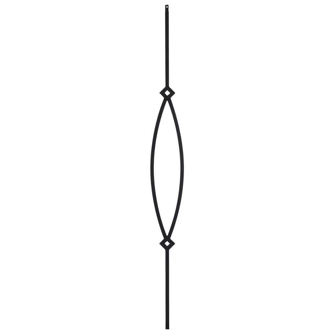 T16 12mm square tubular steel POINTED OVAL 1/2" Square Baluster (1/2" x 43") 
